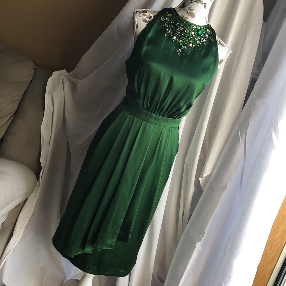 Maggy London Green Embellished Midi Dress